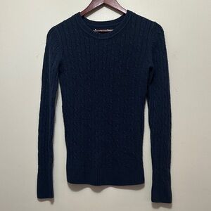 Women's Navy Cable Knit Crewneck Sweater
